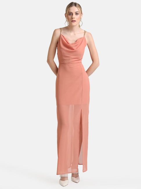 Kazo Peach Maxi Slip Dress Price in India