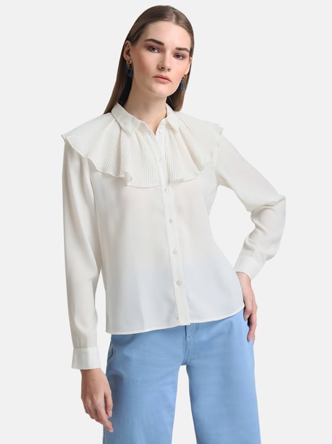 Buy Kazo White Regular Fit Shirt for Women's Online @ Tata CLiQ