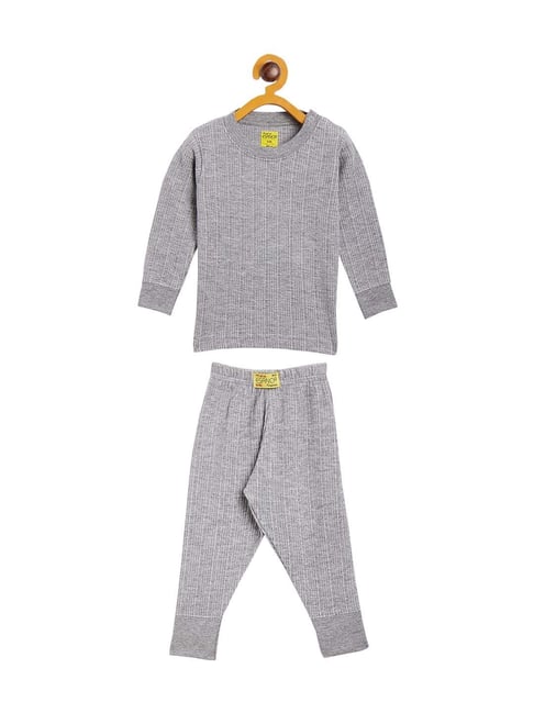 LUX Inferno Kids Grey & White Skinny Fit Full Sleeves Thermal Set