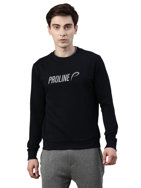 Proline Black Regular Fit Printed SweatShirt