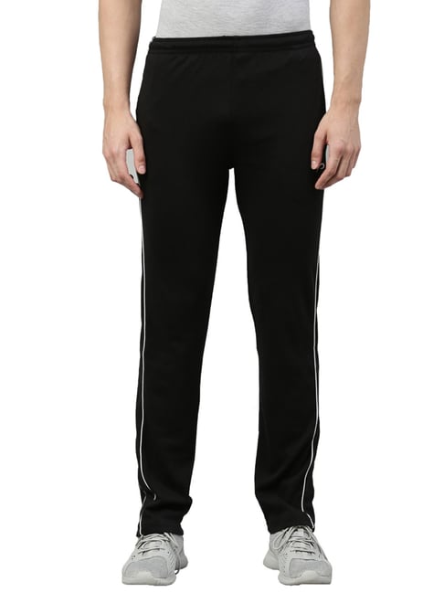 Proline Black Cotton Regular Fit Track Pants