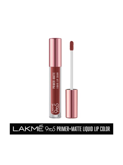 Lakme 9 to 5 Primer Plus Matte Liquid Lip Color MB2 Intense Latte - 4.2 ml-picture-28