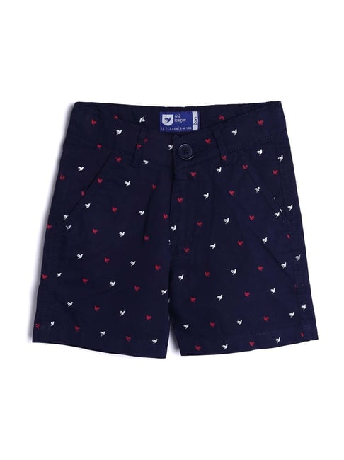 612 League Kids Blue Cotton Printed Shorts