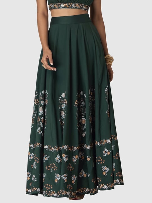 Indya Green Maxi Floral Print Skirt Price in India