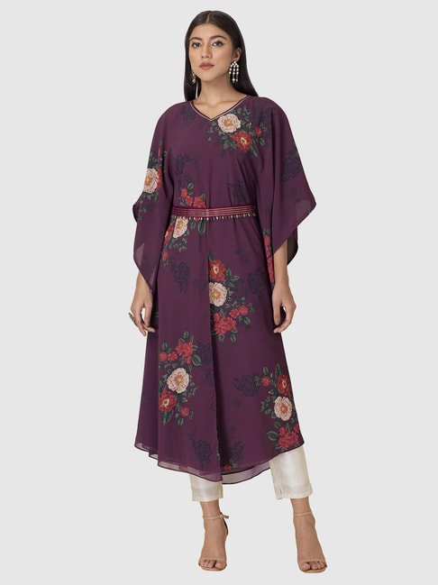 Indya Purple Embellished A Line Kaftan Price in India