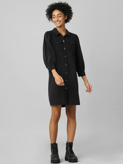 Only Black Mini Shirt Dress Price in India