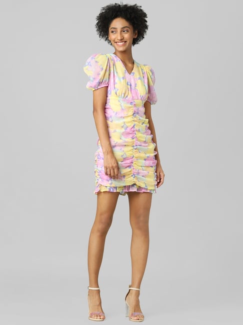 Only Multicolor Printed Mini Shift Dress Price in India