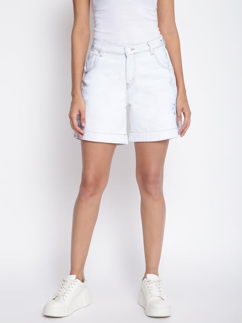 Tales & Stories Light Blue Regular Fit Shorts