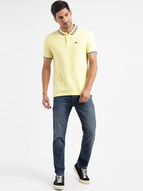 Sky Blue Jeans Blue Pant Yellow Shirt Buy Levi'S Limelight Yellow Cotton Regular Fit Polo T-Shirts For
