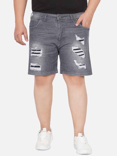 Mens grey cheap jean shorts