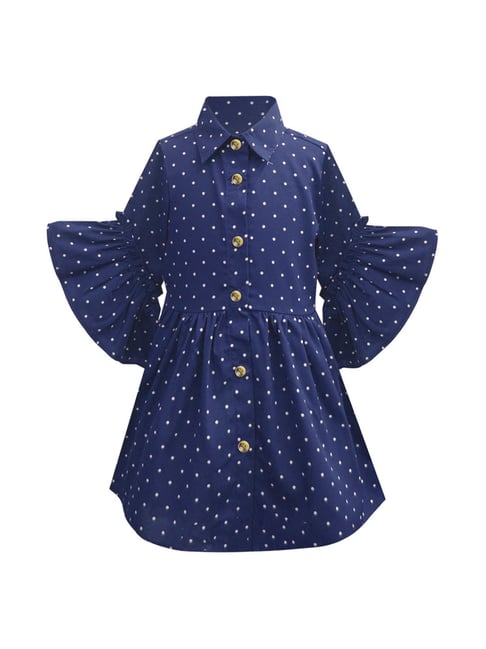 A.T.U.N. Dark Navy & White Printed Full Sleeves Shirt Dress-picture-35