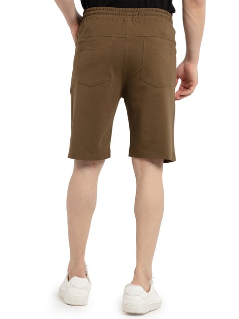 Buy Basics Olive Solid Shorts For Men Online At Tata CLiQ