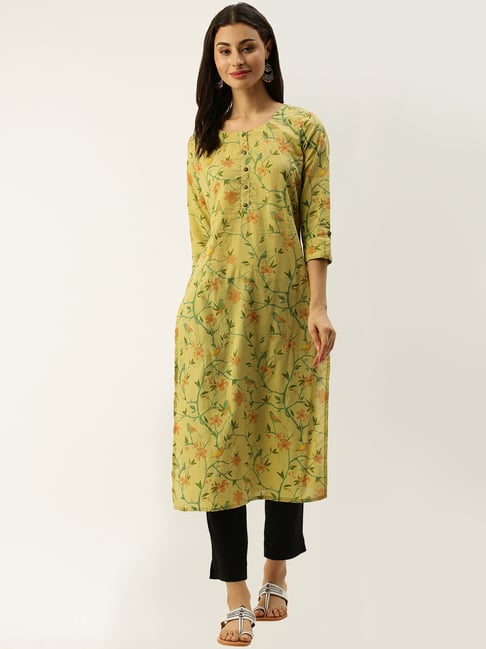 Rajnandini Green Cotton Printed Straight Kurta-picture-21