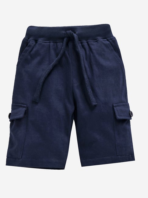 Kiddopanti Boys Navy Solid Cargo Shorts-picture-17