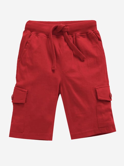 Kiddopanti Kids Red Solid Cargo Shorts-picture-37