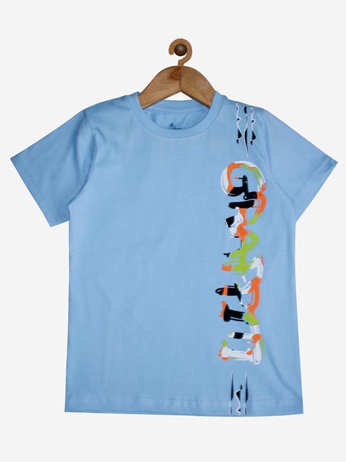 Kiddopanti Kids Light Blue Printed T-Shirt-picture-23