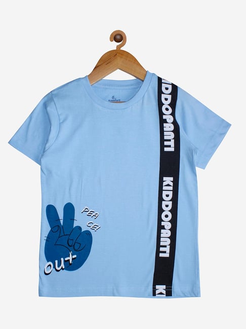 Kiddopanti Boys Light Blue Printed T-Shirt-picture-13