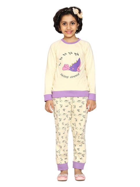 Kiddopanti Kids Beige Printed T-Shirt with Pants-picture-32