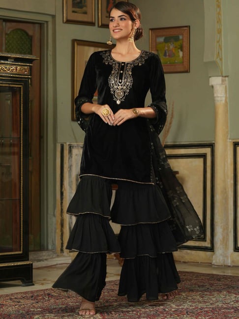 Premium EID Special Dress Embroidered Black Sharara Set Kurti Palazzo  Pants, Readymade Women Bridesmaid Dress ,sharara Suit Salwar Kameez - Etsy