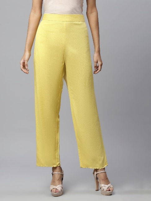 Women's Yellow Linen Pants – ZED AAR INDIA