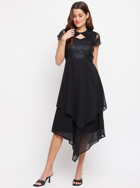 Latin Quarters Black Lace Midi Dress Price in India