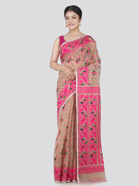 Pinkloom Beige Cotton Woven Saree-picture-39