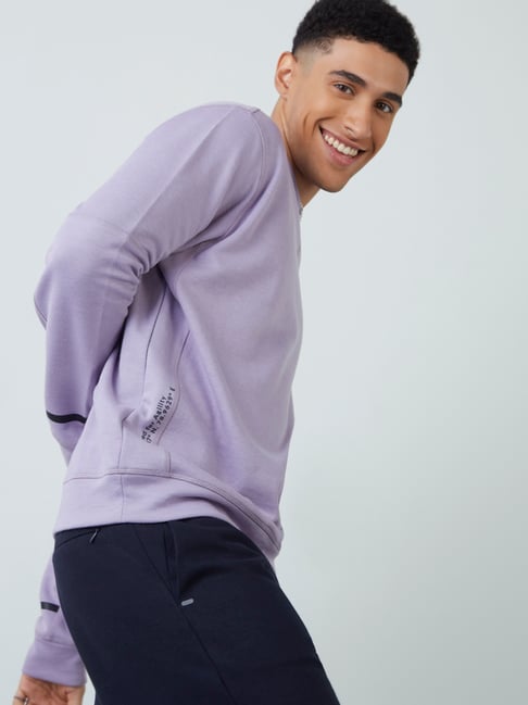 Buy Studiofit by Westside Lavender Text Design Sweatshirt for