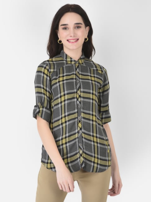 Crimsoune Club Grey Cotton Chequered Shirt Price in India