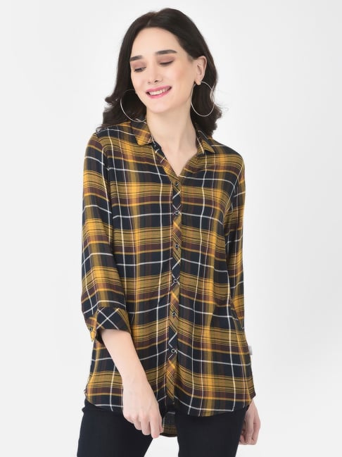 Crimsoune Club Mustard Chequered Shirt Price in India