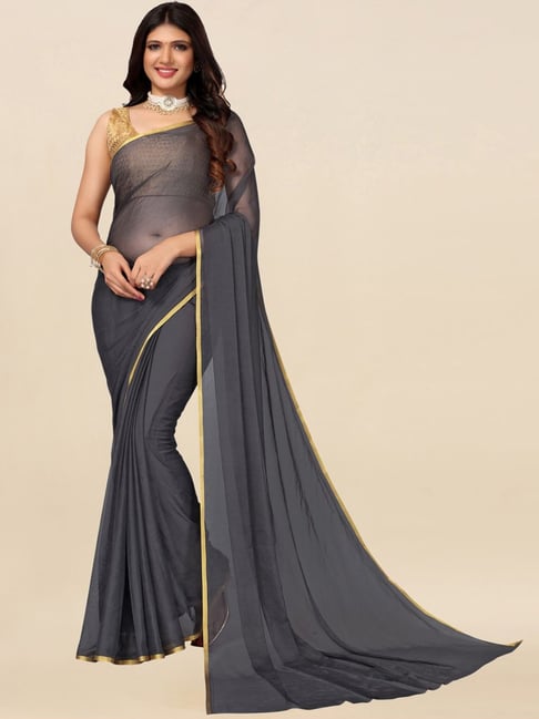 Satrani Grey Saree With Unstitched Blouse Price in India