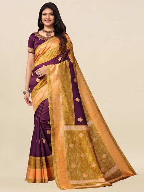 Purple with Yellow temple zari border pure Kanchivaram Silk Saree with zari  pallu, yellow plane blouse Code :… | Elegant saree, Soft silk sarees,  Wedding silk saree