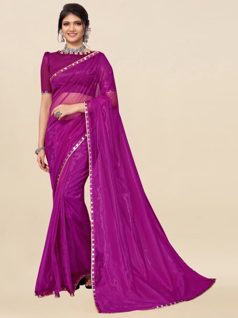 Satrani Purple Saree With Unstitched Blouse Price in India