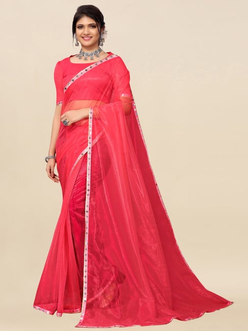 Satrani Pink Saree With Unstitched Blouse Price in India