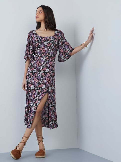 Nuon by Westside Pink Floral Design Samantha Dress Price in India