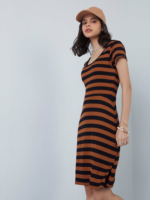 Nuon by Westside Brown Striped Dress Price in India