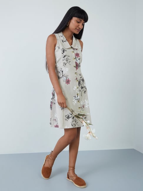 Bombay Paisley by Westside Beige Floral Shirtdress Price in India