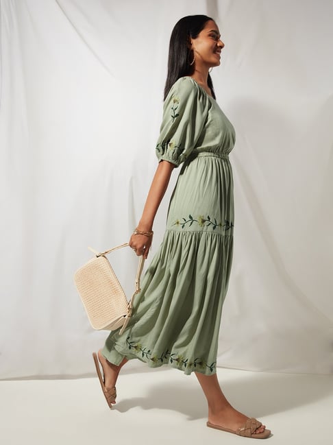 LOV by Westside Sage Floral-Embroidered Tiered Dress