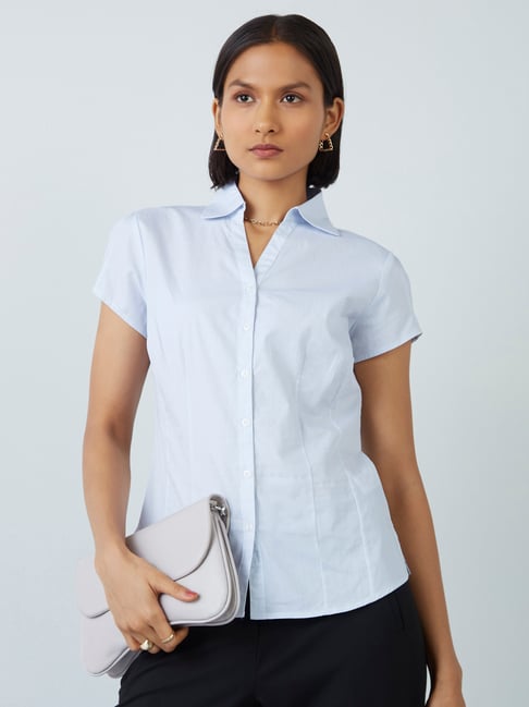 Wardrobe by Westside Light Blue Nancy Shirt Price in India