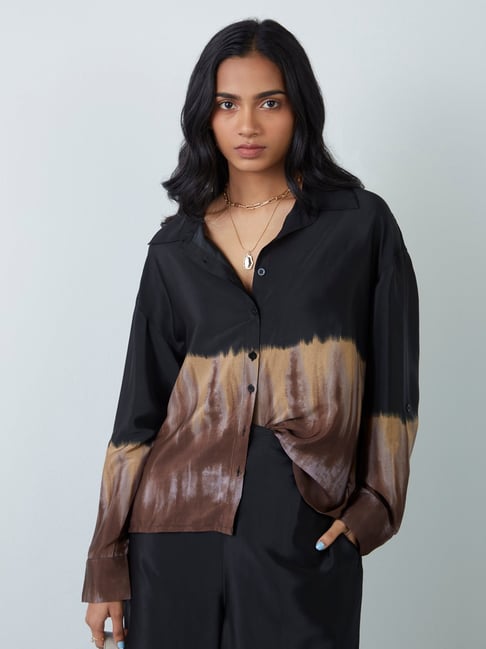 LOV by Westside Black Abstract-Patterned Shirt Price in India