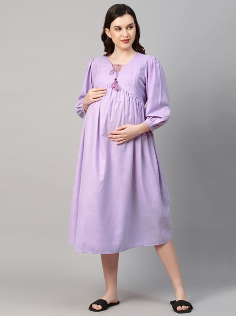 BODDYSIZE Women's Maternity V Neck Short Sleeves Dresses Pregnancy Casual  Tie High Waist A Line Solid Color Midi Dress Rose Red S - ShopStyle