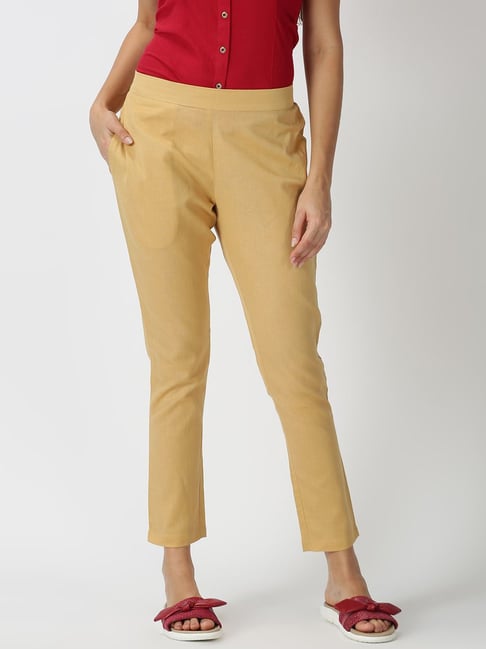 Buy Women Beige Regular Fit Solid Casual Trousers Online  427943  Allen  Solly