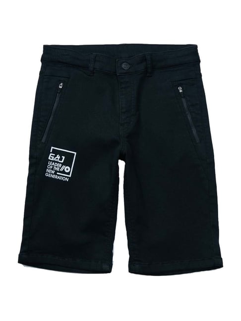 Gini & Jony Kids Black Printed Bermudas