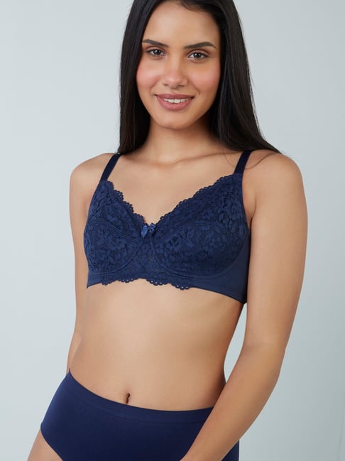 Wunderlove by Westside Navy Lace Design Non-Padded Bra Price in India