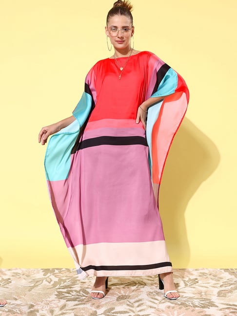 StyleStone Multicolor Satin Kaftan Dress Price in India