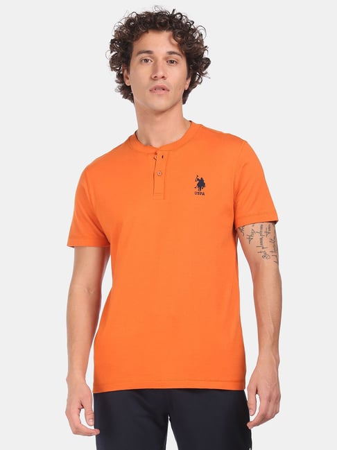 U S Polo Assn U.S. Polo Assn. Orange Henley T-Shirt