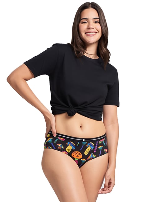The Souled Store Black Printed Hipster Panty Price in India