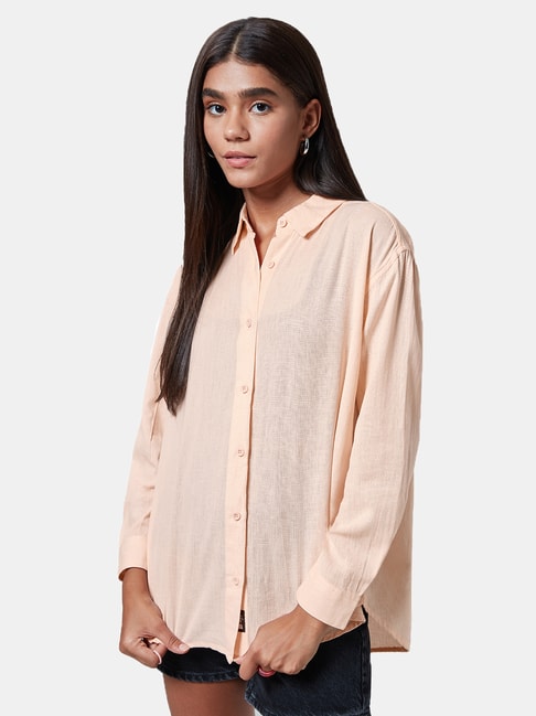 The Souled Store Peach Relaxed Fit Shirt Price in India