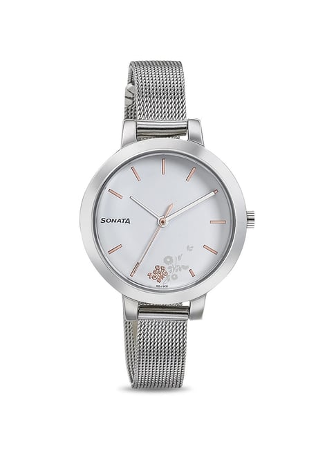 Sonata 8141SM08 Silver Lining Analog Watch for Women