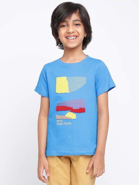 Tales & Stories Boys Blue & Yellow Cotton Embroidered T-shirts-picture-13