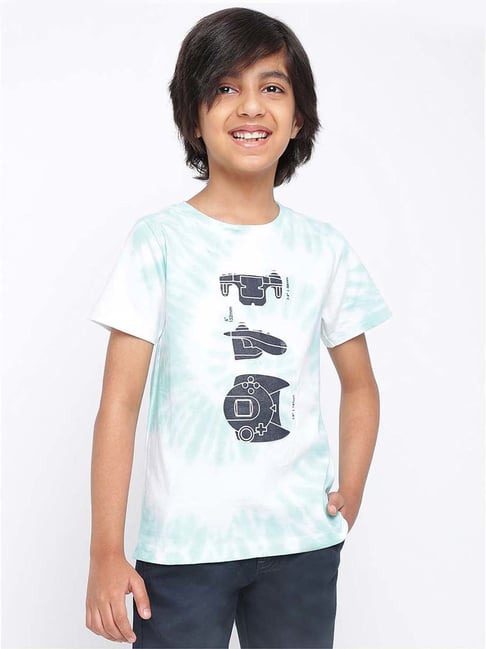 Tales & Stories Kids Blue & White Cotton Printed T-shirts-picture-29